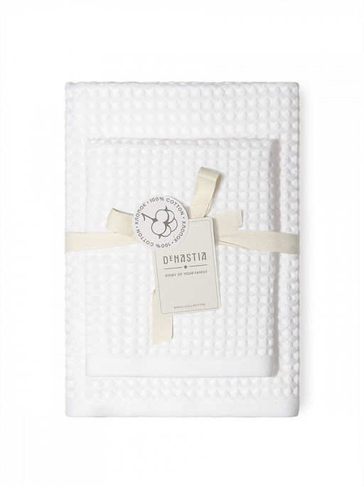 Набор полотенец вафельных 2шт 70x140, 50x90 белый вафельное полотно