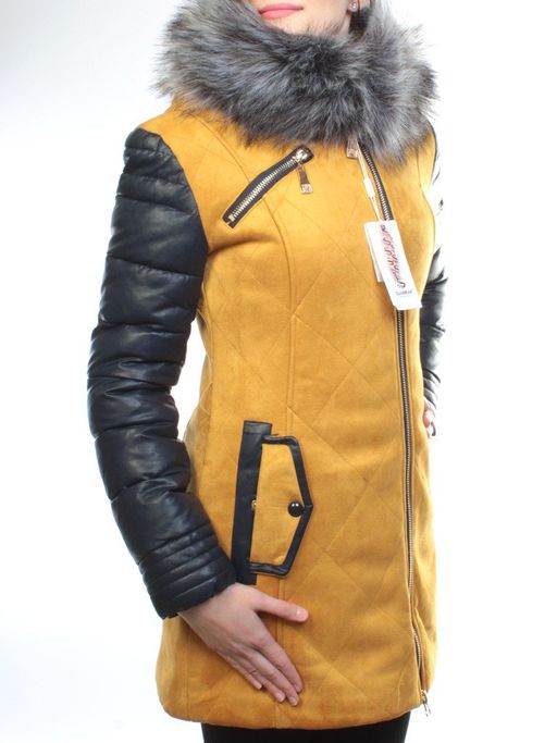 5137 YELLOW Парка женская зимняя (150 гр синтепон, искусственный мех)