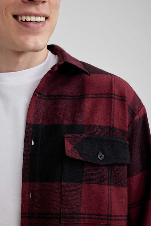 Рубашка Relax Fit в клетку с длинным рукавом Lumberjack - Defacto фото 6