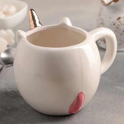 Кружка Единорог, 550 мл, доломит, белая