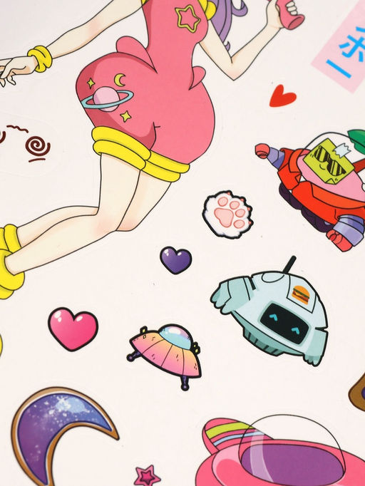 Цена за 2 шт. Раскраска с заданиями CYBER anime, на английском языке, 50 наклеек - Simaland фото 6