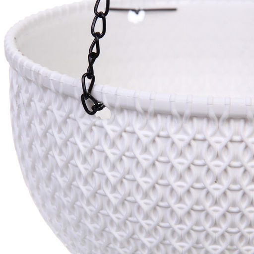 Кашпо для цветов пластиковое 21*13см Подвесное с поддоном цвет белый