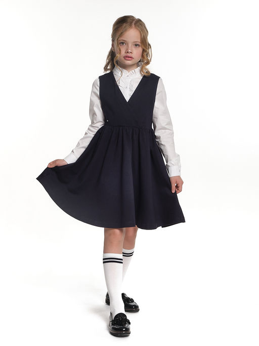 Сарафан Платье для девочки школьная форма синяя 22-7309 синий - Mini maxi фото 7