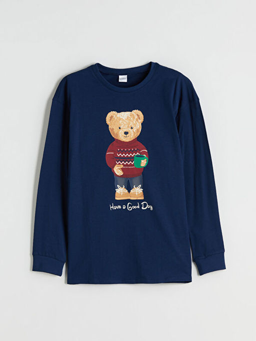 Ay? Teddy Bask?l? Erkek ?ocuk Pijama ?st