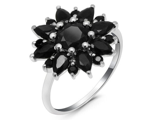 Кольцо из серебра сапфир корунд, Роза