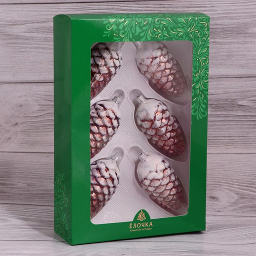 Ёлочные игрушки «Шишки сосновые» микс, (набор 6 шт.) h=9 см