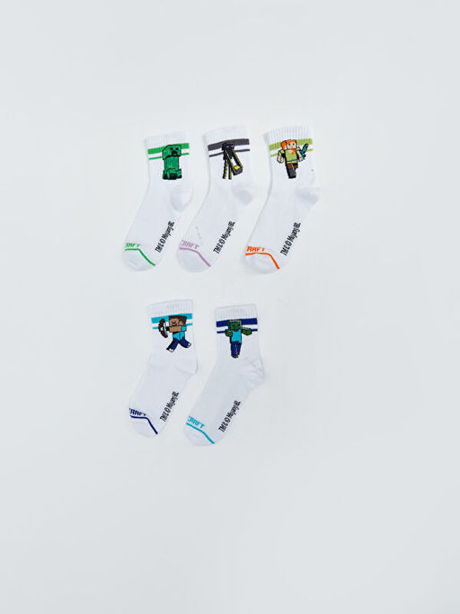 Minecraft Desenli Erkek ?ocuk Soket ?orap 5li