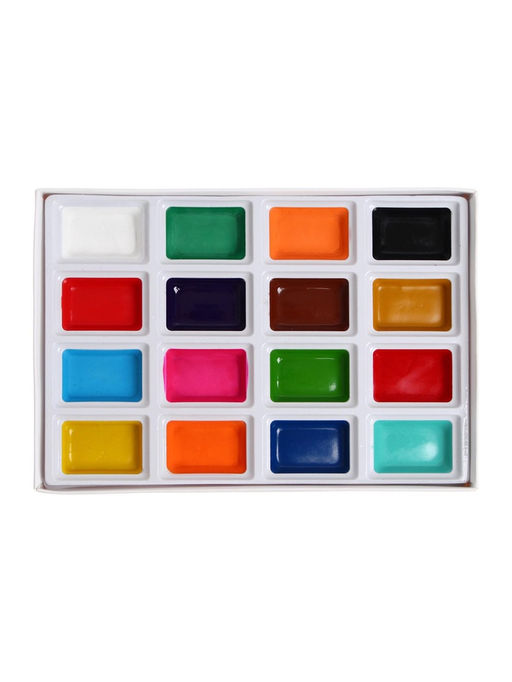 Акварель художественная в кюветах, 16 цветов