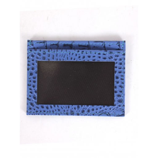 Обложка пропуск/карточка/проездной Croco-В-223 натуральная кожа голубой кайман (13) 264769  фото 2