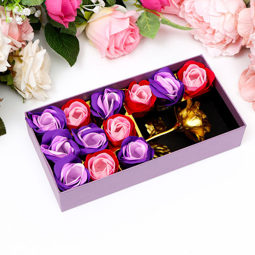 Мыльные розочки цветных оттенков и золотая роза, набор - SB BEAUTY фото 3