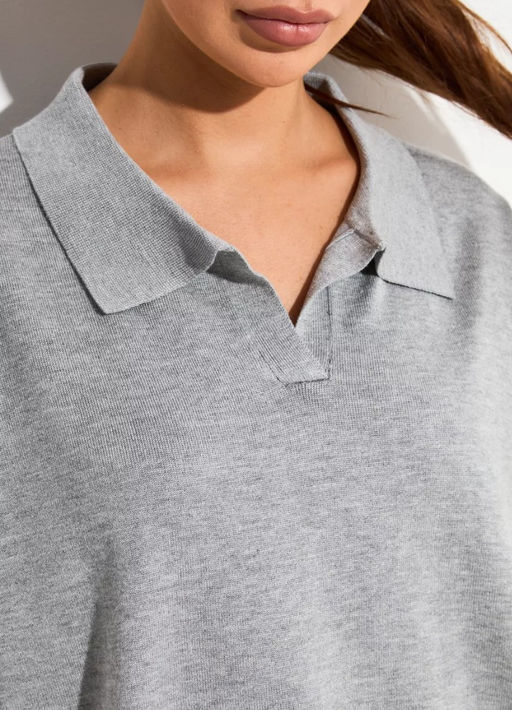 K13460 Футболка-поло (вязаный трикотаж) СВ_СЕРЫЙ