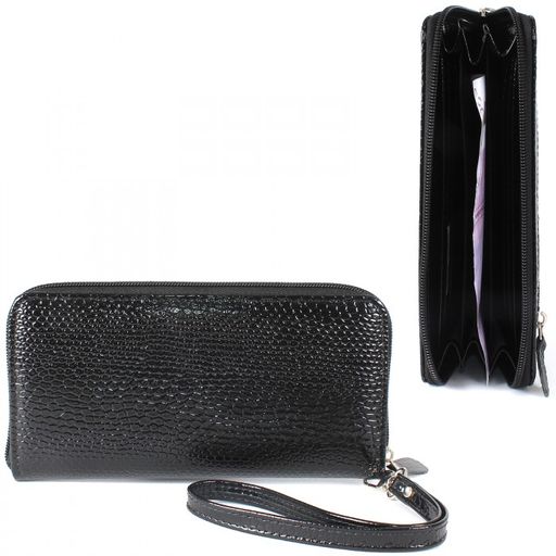 Портмоне женское Croco-ПР-951 натуральная кожа 3 отд, 11 карм, черный змея (201) 208540