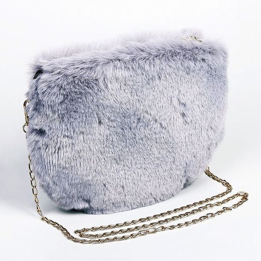 Сумка плюшевая, 24×19×3 см, серая