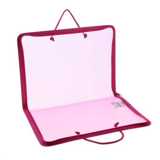Папка с ручками А4, 230 х 185 х 25 мм, молния вокруг, пластиковая, ПТ-112, Офис, тонированная, цвет розовый - Calligrata фото 3