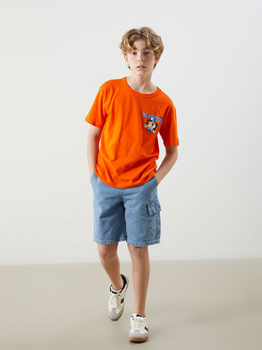 Bisiklet Yaka Nostaljik Maymun Bask?l? Erkek ?ocuk Ti??rt