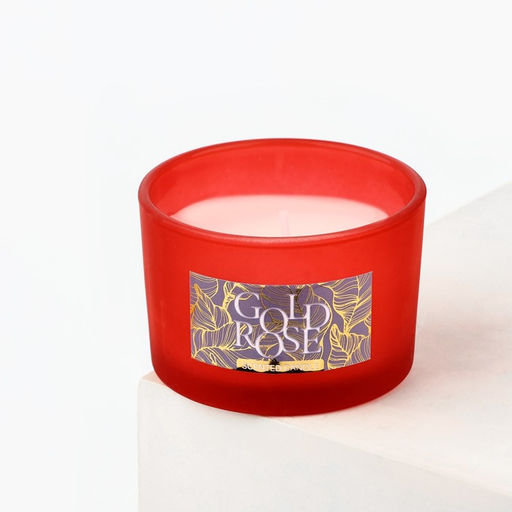 Свеча ароматическая в стекле «Gold rose»аромасвеча, аромат роза, 5×7.1 см.