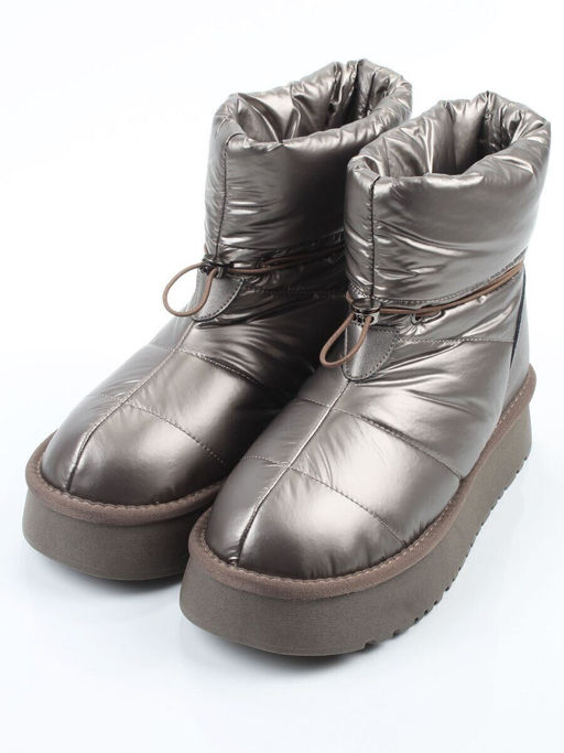 04-WA003-3M GRAY/BRONZE Ботинки зимние женские (натуральная кожа, курточная ткань, 100% шерсть)