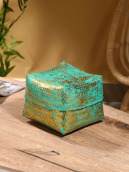 Корзинка плетёная «Голден мини», 19×19×14 см, голубая