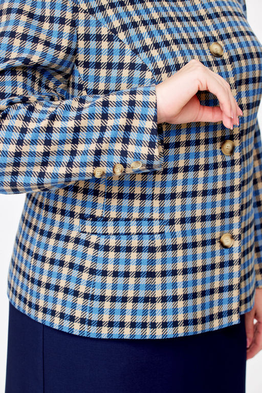 Костюм Swallow 687 бежево-голубая клетка+синий фото 12