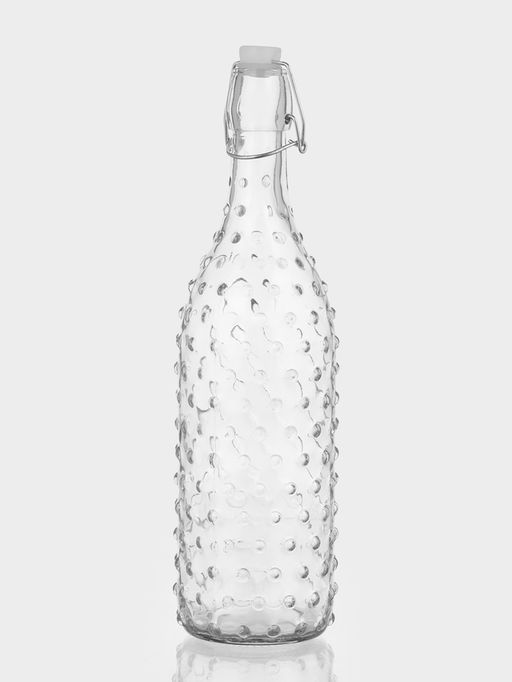 Бутылка для соусов и масла «Ризотто», 1 л, 8×8×30 см, с бугельным замком, стекло, прозрачная