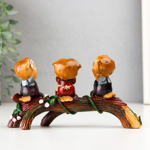 Фигурка полистоун «Три филина на ветви», 18.6×7×10 см