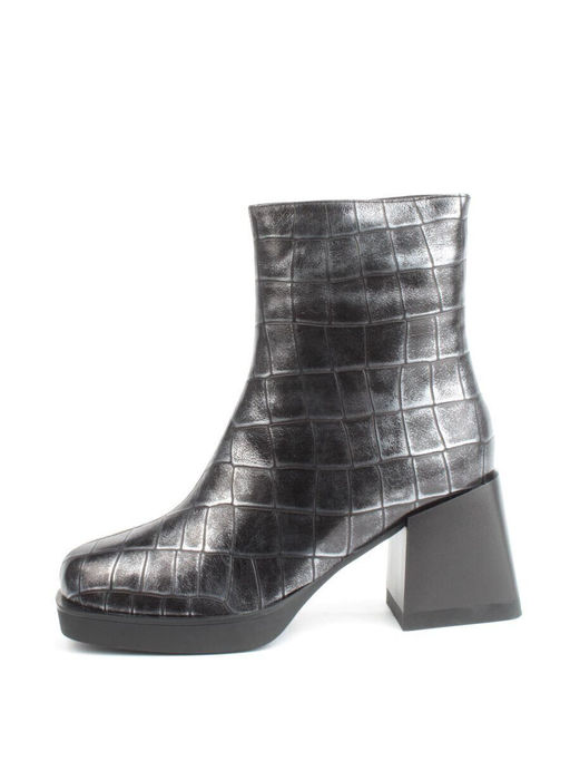 04-ZYM936 BLACK SILVER Ботильоны зимние женские (натуральная кожа, натуральный мех)