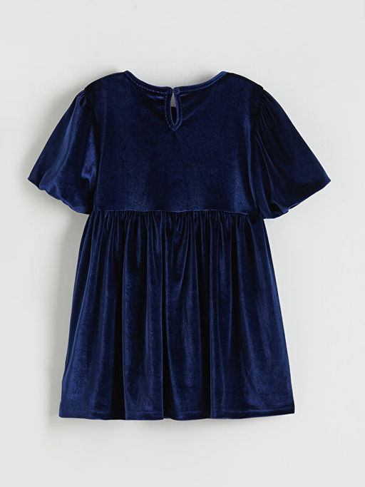 K?z ?ocuk Bisiklet Yaka Kadife A Kesim Elbise