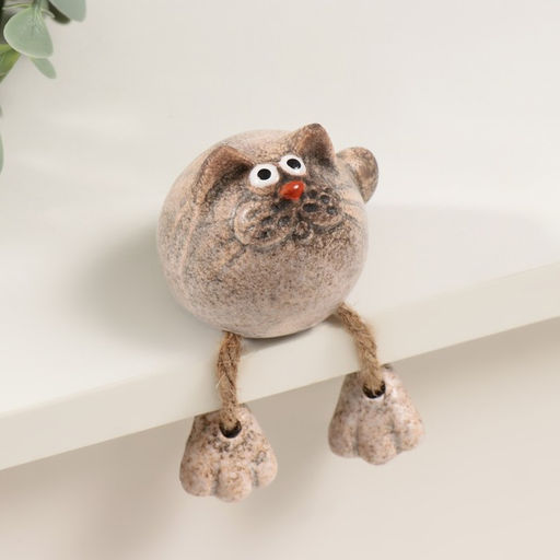 Сувенир керамика "Круглая кошечка с висячими лапками" 4,9х4,8х5,3 см