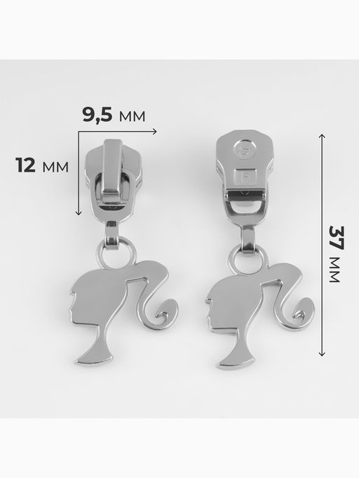 Бегунок для металлической молнии, №5, «Кукла», 10 шт., цвет никель