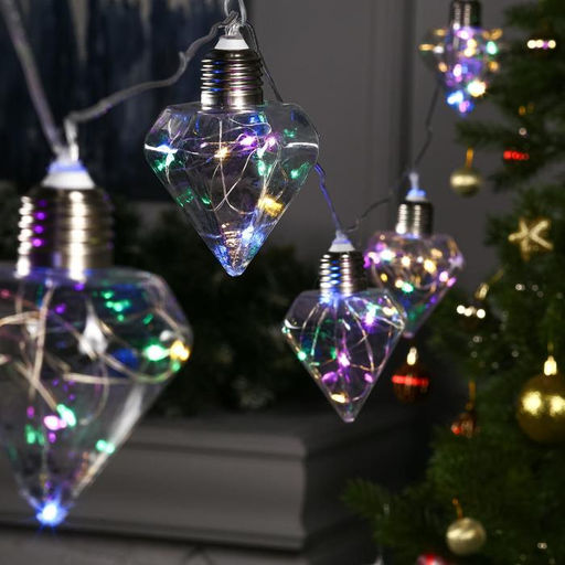 Гирлянда Нить 3 м с насадками Лампочки кристалл, IP20, прозрачная нить, 80 LED, свечение мульти, 8 режимов, 220 В