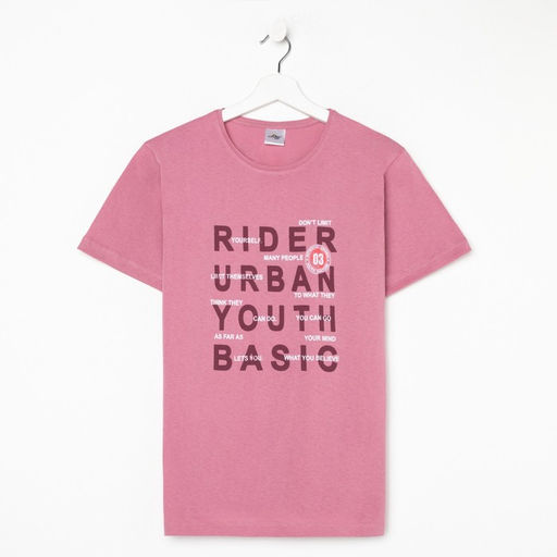 Футболка мужская, цвет розовый, размер 46