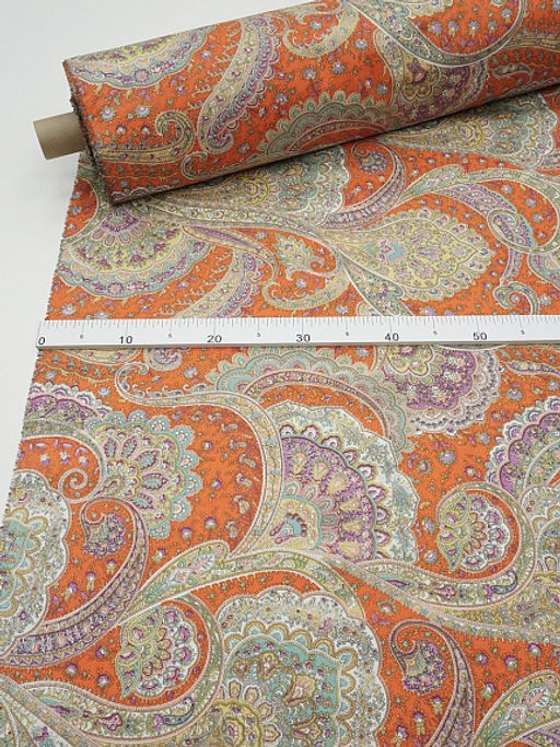 Сатин Восточная краса цв.оранжевый, ш.2.5м, хлопок-100%, 115гр/м.кв - Купава фото 6