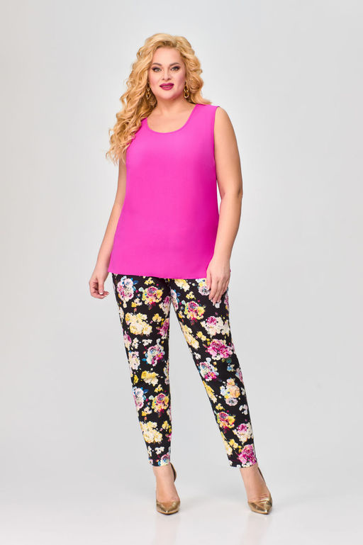 Костюм Svetlana Style 1883 черный+цветы+фуксия