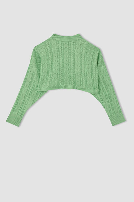 Укороченный вязаный свитер с вырезом лодочка Cool Relax Fit - Defacto фото 9