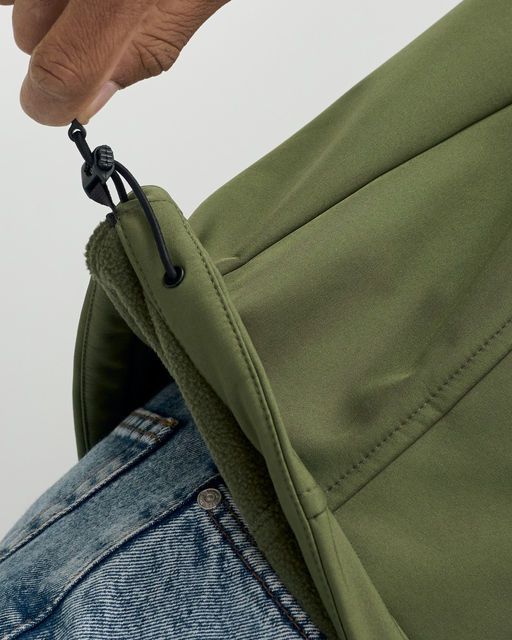 Ветровка спортивная мужская с капюшоном softshell цвета хаки 9563Kh