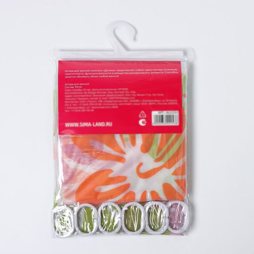 Штора для ванны Доляна Гавайская роза, 180?180 см, EVA