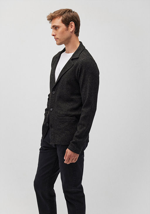 Siyah Triko Blazer Ceket - Mavi фото 2