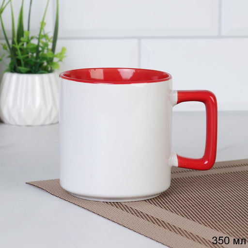 Кружка 350 мл прямая Классика красный / AK-01 /уп 36/ ПРОМО АКЦИЯ