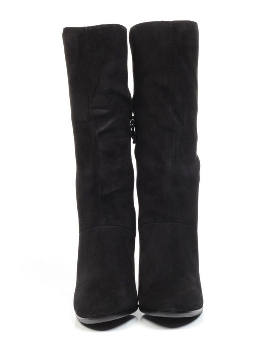 YF189-011M BLACK Полусапоги зимние женские (натуральная замша, натуральный мех (еврозима))