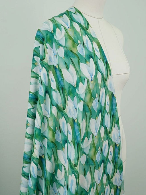 Штапель Премиум (Digital) Акварельные крокусы, ш.1.45м, вискоза-100%, 120гр/м.кв - Купава фото 3