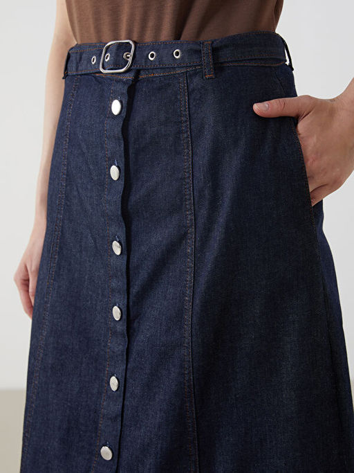 Beli Kemerli D??meli Jean Etek