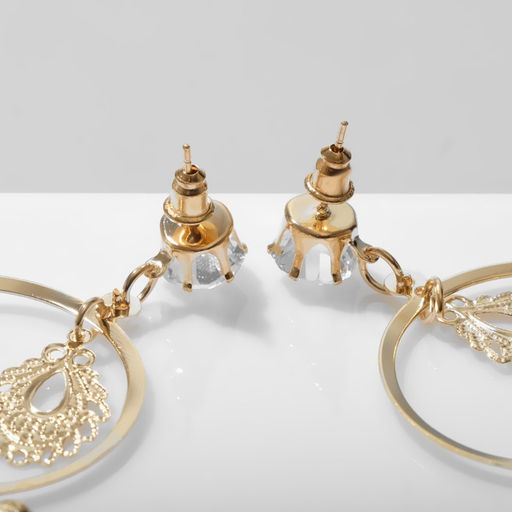 Серьги висячие «Капли» ажурные на кольцах, цвет белый в золоте, 11,5 см