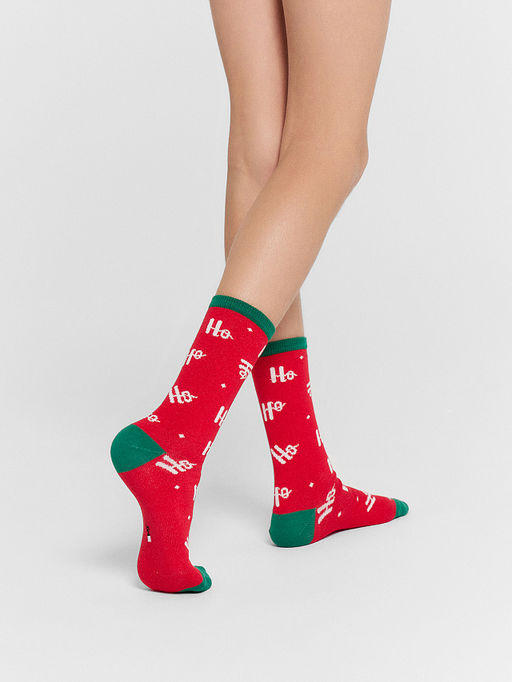 Цена за 5 пар! Высокие детские носки в ярком зеленом цвете с новогодним дизайном - Mark formelle фото 6
