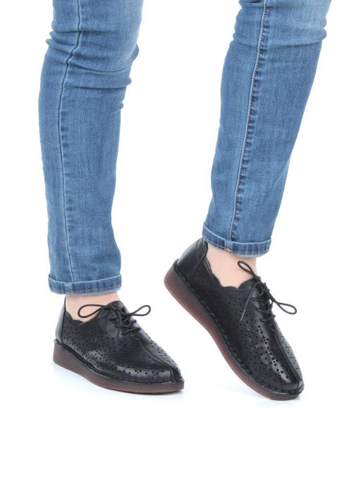 03-5006-1 BLACK Полуботинки женские (натуральная кожа) - Фабричный китай фото 3