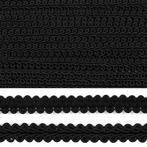 Тесьма Шанель плетеная TBY шир.12мм 0384-0018 цв.черный уп.9м