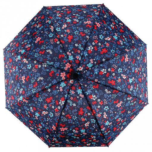 Зонт механический Марта Незабудки ткань эпонж (полиэстер), 8 лучей, д/купола 96см, 3 сложения, 24см в сложенном виде, обрезиненная ручка, 275гр (Китай) - Домашняя мода фото 2