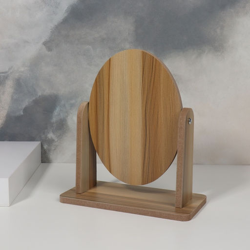 Зеркало настольное, овальное, 17.5×19 см, (12×17 см), бежевое