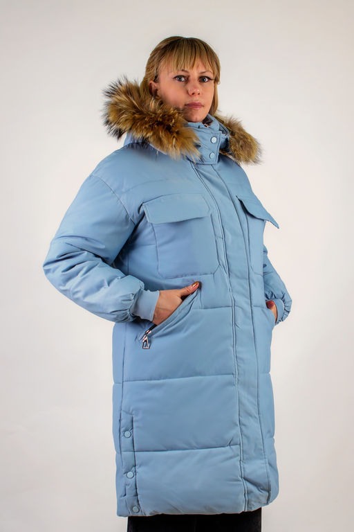 Удлиненная парка с капюшоном, арт 618,