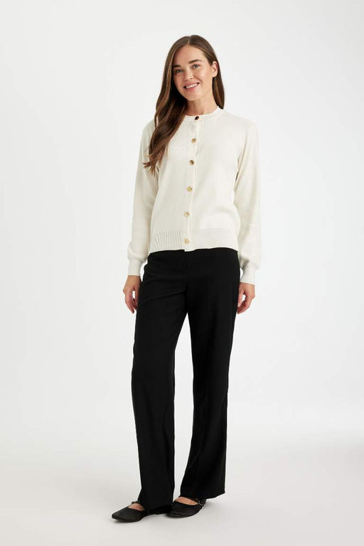 Кардиган стандартного кроя с круглым вырезом - Defacto фото 2