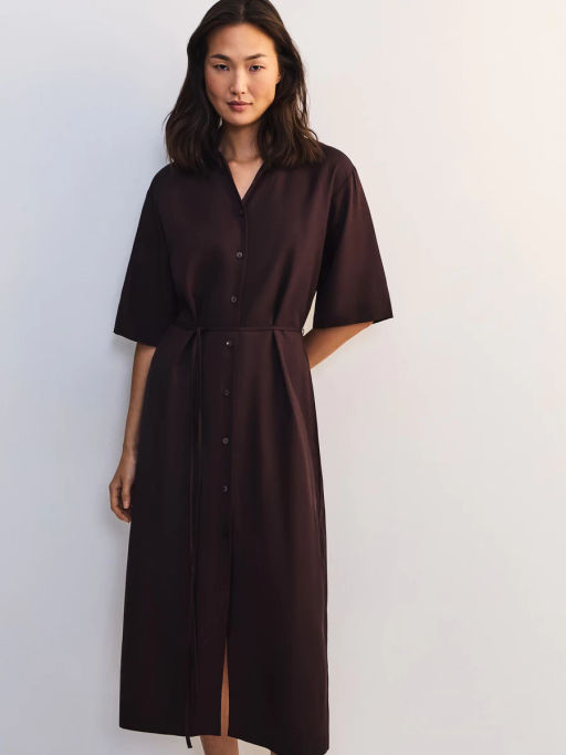 Льняное платье-рубашка с поясом ZR2605012904-27 / Zarina